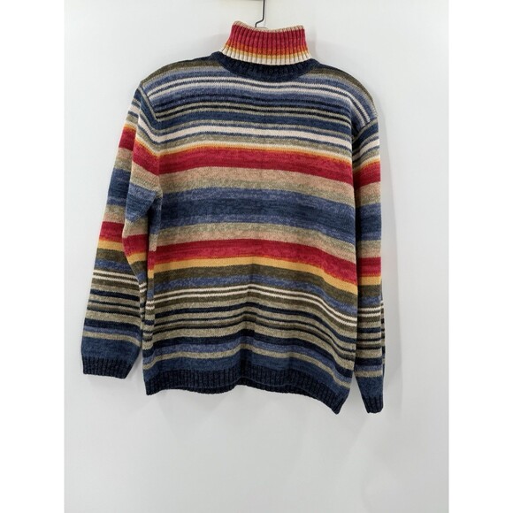 Vintage Tiara International Sweater Womens MEDIUM Striped Turtleneck 2000s Y2K - Picture 1 of 12